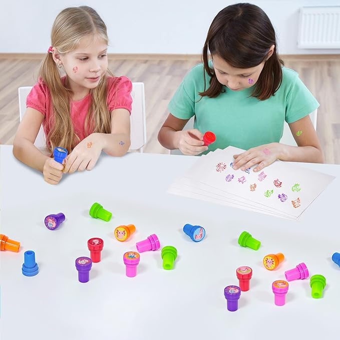 Cinrobiye 24 Pcs Axolotl Stamper for Kids ,Axolotl Self-Inking Stamp Set for Party Favors Classroom Rewards DIY Craft Goodie Bag Fillers Birthday Gifts Spring Summer Theme Supplies