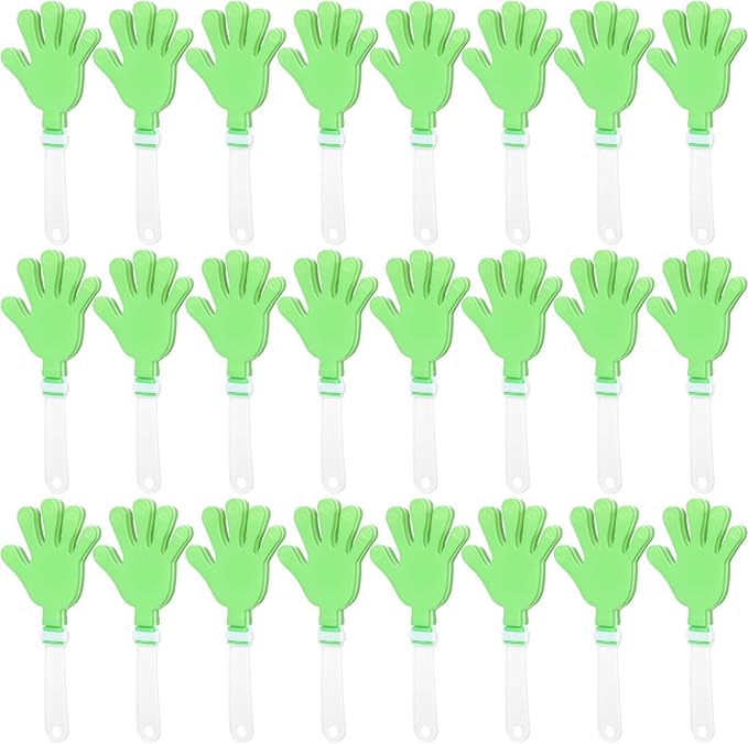 24 Pcs Hand Clappers 7.5 Inch Plastic Clappers Noisemakers Party Favors Clapping Noise Maker Birthdays Game Prizes Classroom Rewards Football Sporting Events Cheers Supplies (Green,White)