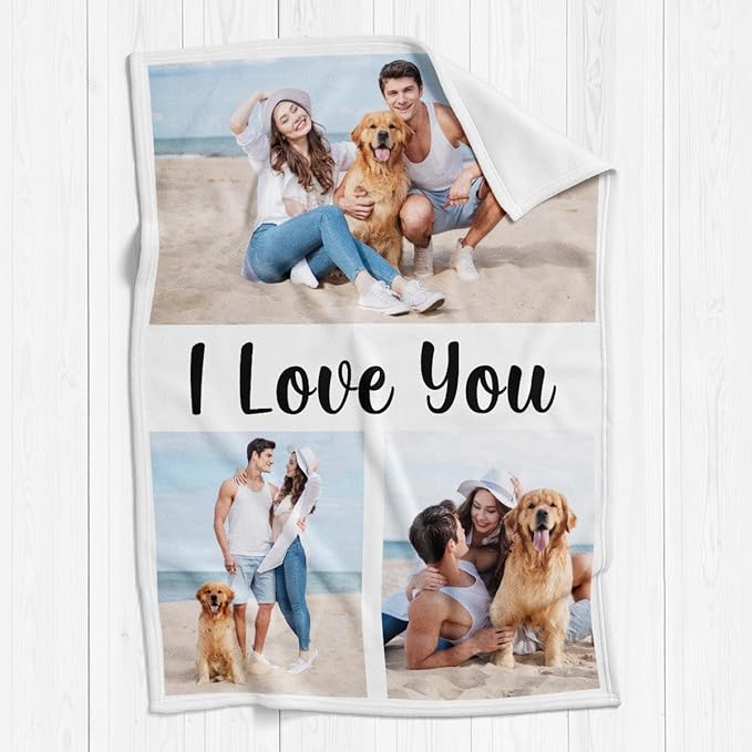 Personalized Photo Blankets, Customized Blankets with Pictures, Fleece Throw Blanket, 30x40 inches, Lightweight, Durable, Machine Wash, Unisex, Christmas Theme