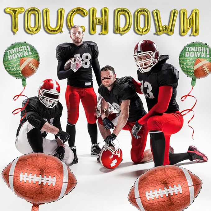 Football Balloons Gold Touch Down Balloons Rugby Balloon for Football Birthday Party Decorations Game Day Tailgat Party Supplies Balloon Set-14 Pcs