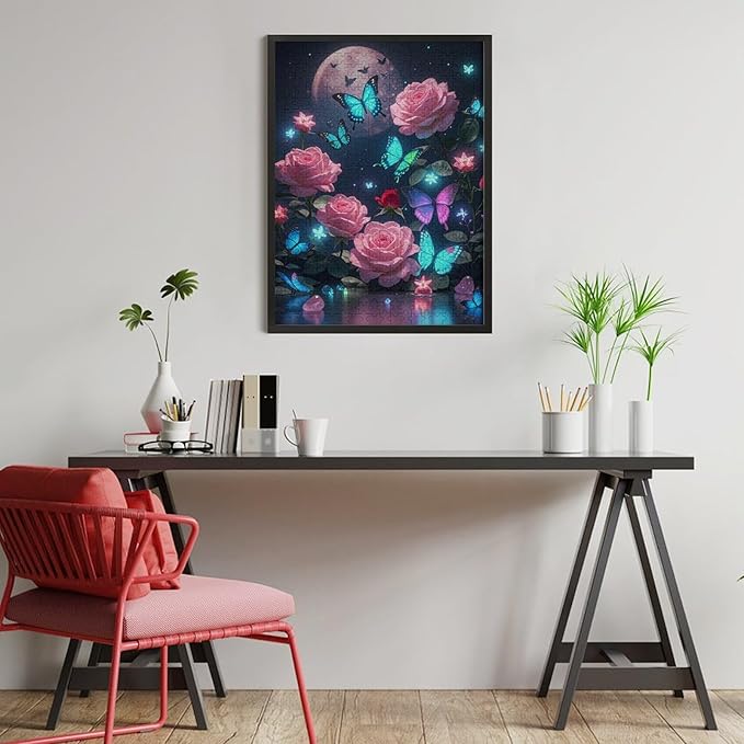 Wooden Puzzles 500 Piece，Butterfly and Rose Themed Jigsaw Puzzles Challenge Puzzles，Educational Games，Family Puzzles，Unique Gifts for Wall Art，Funny Puzzles