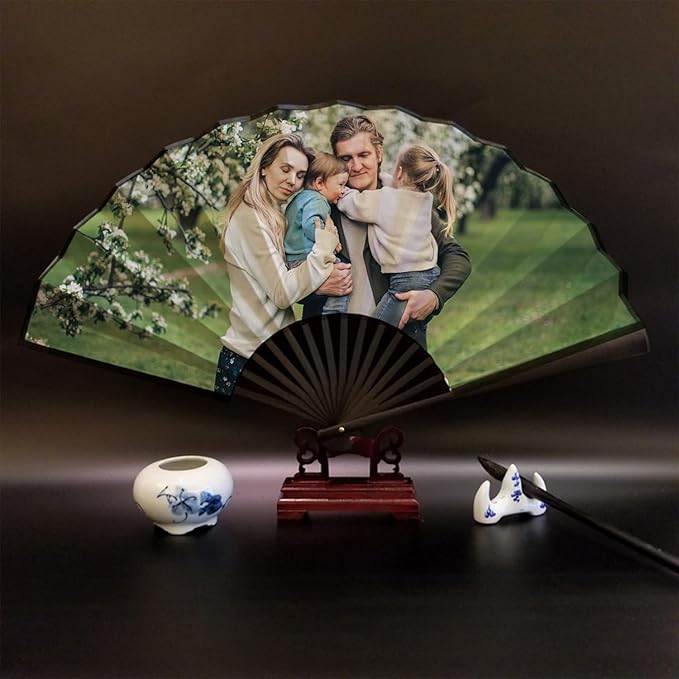 WERWAES Personalized Folding Fan Hand Held Fans Foldable Decorative Custom Photo Folding Fans for Wedding Dancing Saloon Cosplay Party Props