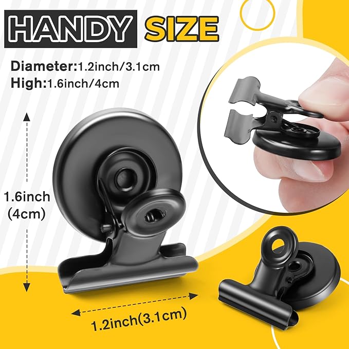 40 Pack Magnetic Clips Heavy Duty, Black Magnet Clips for Fridge, Refrigerator Magnets, Strong Magnetic Clip, Scratch Free Magnets with Clip for Whiteboard, Refrigerator, Locker
