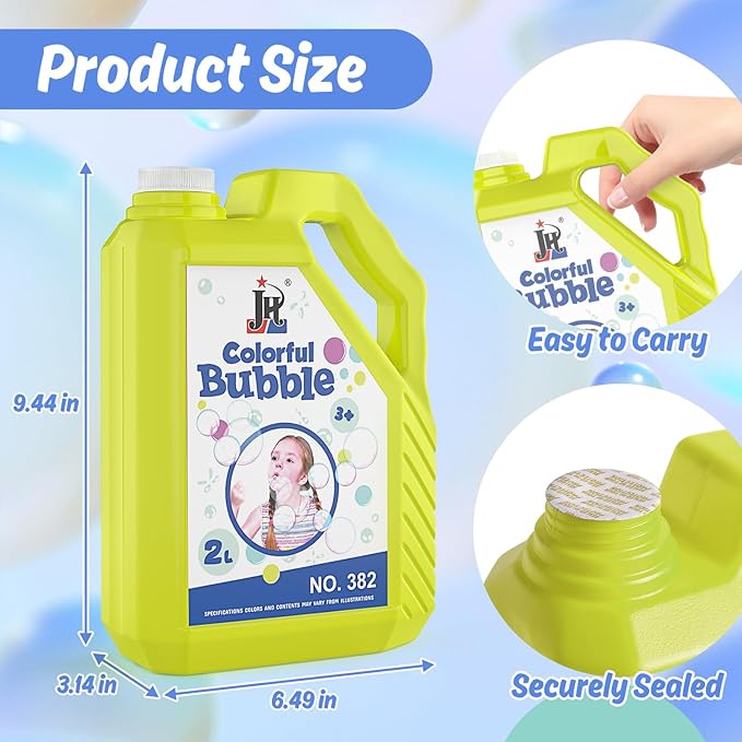 EagleStone Bubble Solution Refill 67 oz, Non-Toxic Pre-Mix Bubble Refill Solution, No Mixing or Measuring Required, Bubbles for Kids, Bulk Bubble Solution, Perfect for Bubble Guns, Machines, and Wands