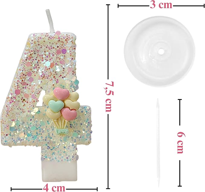 by Tugba Aydan - 4 Number Birthday Candles – 24 Piece Cake Decoration Kit with Number Candle – Party Supplies for Kids Birthday Celebration