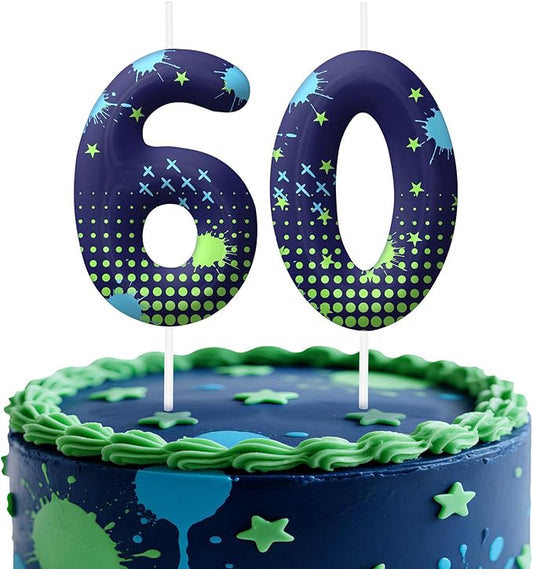 Video Game Number 60 Birthday Candles, Game Themed Cake Topper for Boys Girls, Cake Decorations for Birthdays, Gaming Theme Party Supplies, Candles for Party Decorations