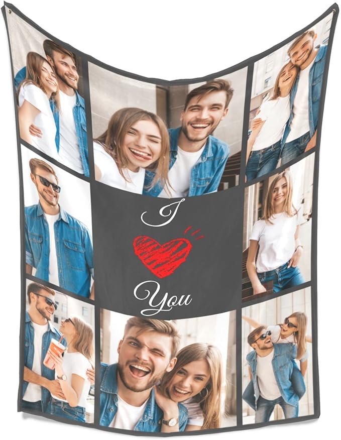 I Love You Gifts for Couple, Personalized Girlfriend, Custom Blanket with Photos, Blankets Pictures, Photo Using My Own Personalised Christmas