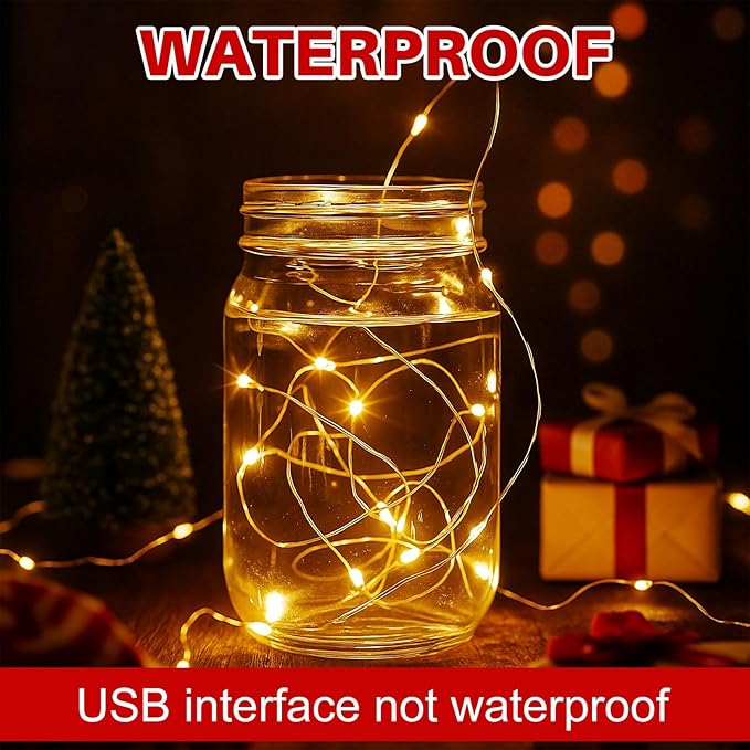 Macarrie 9 Pcs Fairy Lights USB Powered 16 ft 50 LED String Lights Plug in for Xmas Indoor Outdoor Party Wedding Home Festival Tree Garden Decoration (Warm White)