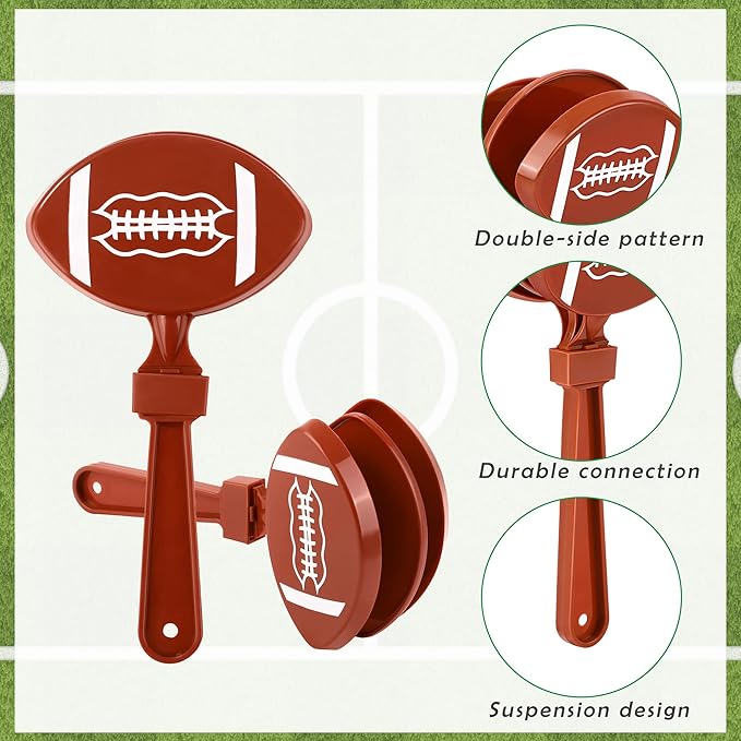 Elcoho 24 Pack Plastic Football Clappers Football Noise Makers Hand Clappers Football Match Accessories Noisemakers for Football Events Party Cheer Supplies