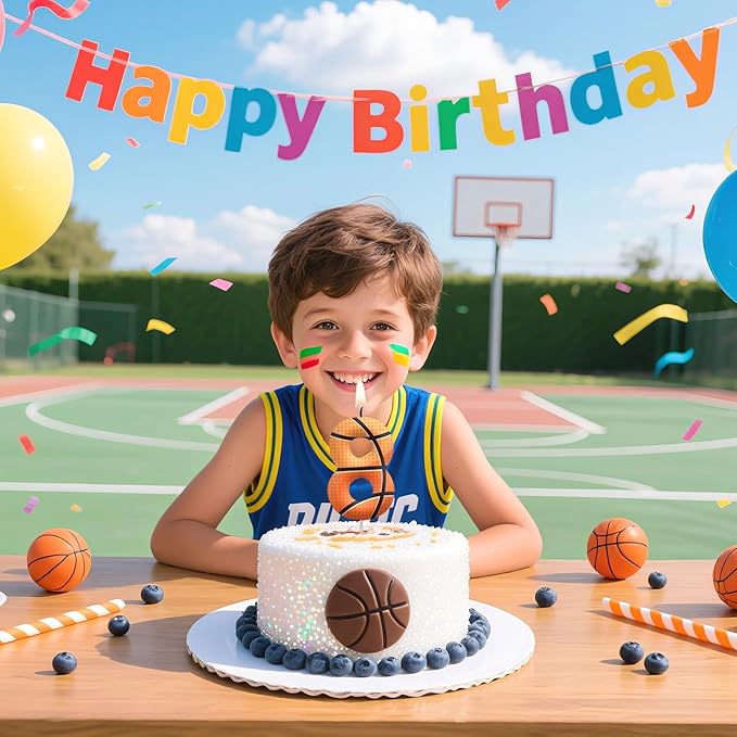 Basketball Number 18 Birthday Candles, Basketball Themed Cake Topper for Boys Girls, Cake Decorations for Birthdays, Sports Theme Party Supplies, Candles for Party Decorations