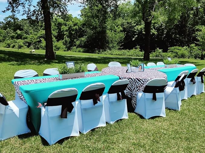 FORLIFE Spandex Table Covers - Fitted 6ft Rectangular Tablecloth, Universal Stretch Patio Table Cover for Wedding, Banquet, Party (Turquoise)