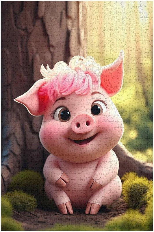 Wooden Jigsaw Puzzles - Cute Baby Pig - 1000 Piece Jigsaw Puzzle for Adults Teenagers and Kids Educational Family Game，Home Decor，Suitable for Puzzle Enthusiasts and Collectors
