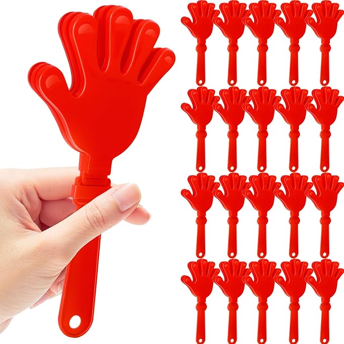20 Pcs Hand Clappers Noisemakers 7.5 Inch Clappers Noisemakers Plastic Hand Clappers for Birthdays Game Football Sporting Events Cheers Supplies Dance Basketball Football Noisemakers(Red)