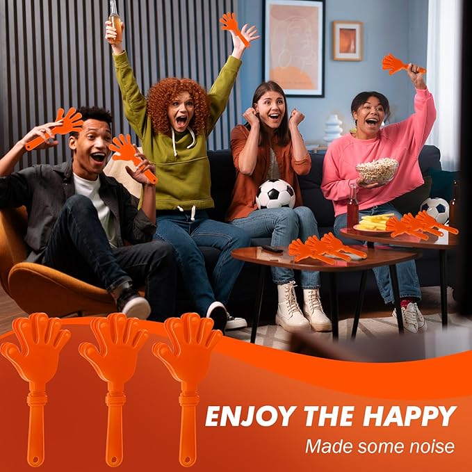 20 Pcs Hand Clappers Noisemakers 7.5 Inch Clappers Noisemakers Plastic Hand Clappers for Birthdays Game Football Sporting Events Cheers Supplies Dance Basketball Football Noisemakers(Orange)