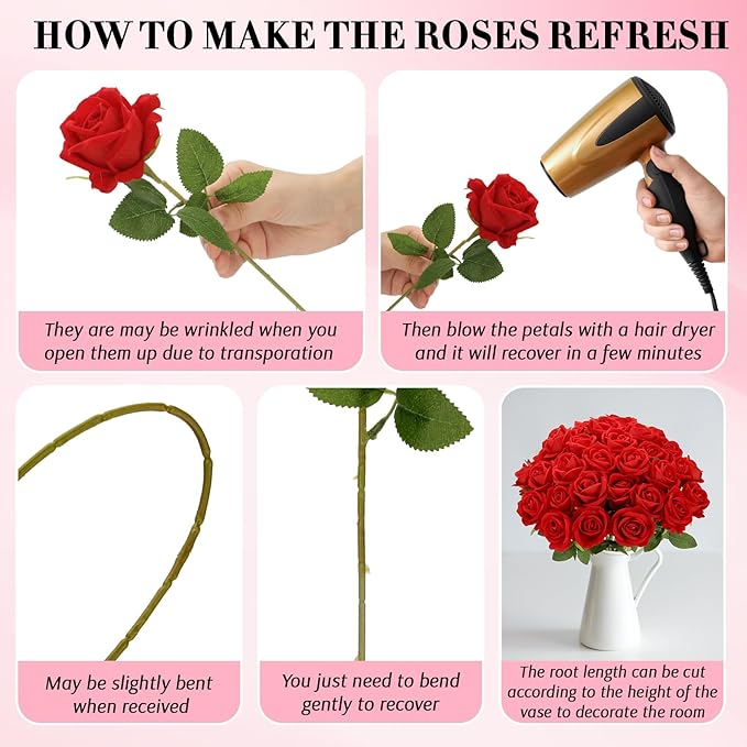 Roses Artificial Flowers, Fake Silk Roses with Stems for Valentine's Day Mother's Day Christmas, Indoor Outdoor Decor Wedding Anniversary Birthday Party Decor, Gift for Her(12, Red)