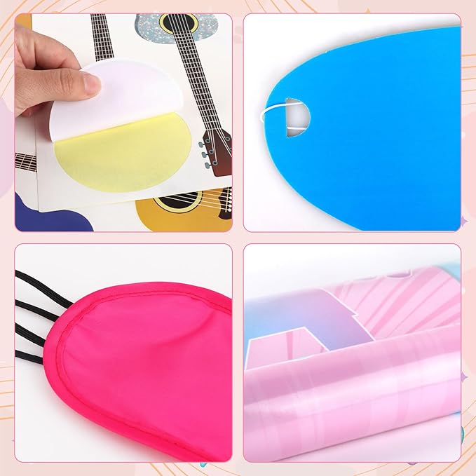 Hooqict Pin The Guitar on The Music Super Star Party Games for Kids Music Birthday Party Decorations Pink Girls Party Favors Supplies, Large Pin The Games Poster with 32 Guitar Stickers