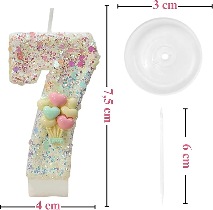 by Tugba Aydan -7 Number Birthday Candles – 24 Piece Cake Decoration Kit with Number Candle – Party Supplies for Kids Seventh Birthday Celebration