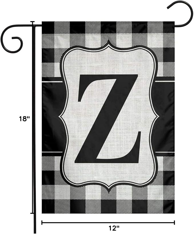 YANGHOME Monogram Initial Z Burlap Garden Porch Lawn Flag Farmhouse Decorations Mailbox Decor Welcome Sign 12x18 Inch Small Mini Size Double Sided Flax Nylon Linen Fabric