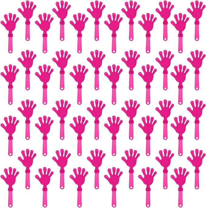 100 Pcs Hot Pink Hand Clappers 7.5 Inch Clappers Noisemakers Noise Makers Party Favors Plastic Party Clapper for Sporting Events Cheers Ball Dance Basketball Football Noisemakers（Hot Pink）