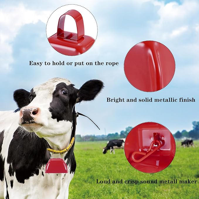 3Inch Cowbells for Sporting Events,12Pcs Metal Cow Bells Bulk Loud Noise Makers Cow Bell with Handle for Cheering Football Games Spirit Marathon Weddings Party Noisemakers, Red
