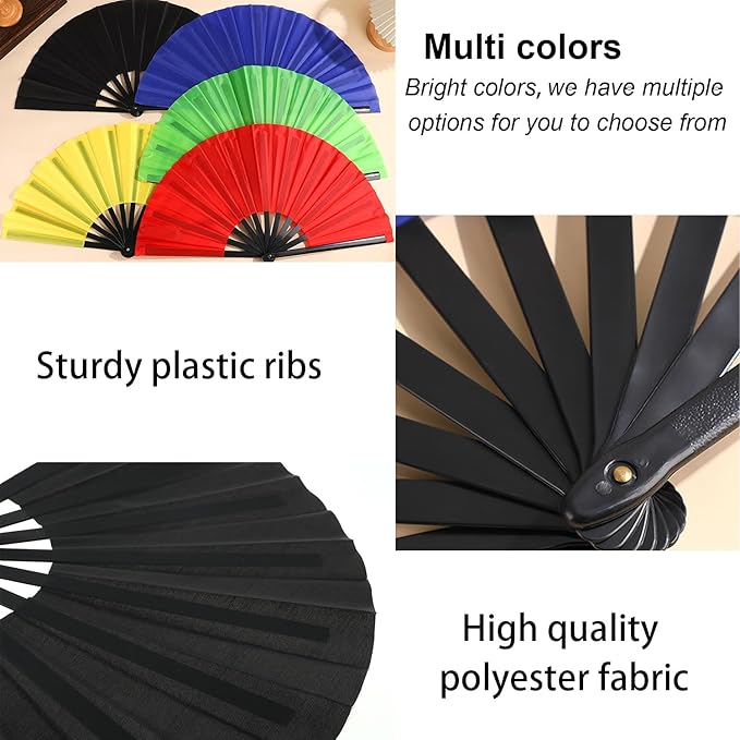 Huralona 5 Pack Large Folding Hand Clap Fan Fabric Rave Popping Fans Chinese Kung Fu Tai Chi Hand Fan Festival Dance Gift Performance Decorations (10 Pack-Purple)
