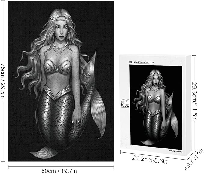 Wooden Jigsaw Puzzles - Pearl Mermaid - 1000 Piece Jigsaw Puzzle for Adults Teenagers and Kids Educational Family Game，Home Decor，Suitable for Puzzle Enthusiasts and Collectors