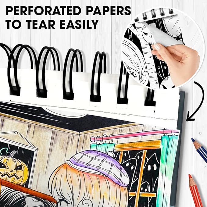 Creepy Girl Coloring Book Spiral Wirebound Hardcover Horror Illustrations of Adorable Girls Spooky Themed Large Print Papers Imagination Relaxation Activity for Adults Women Teens