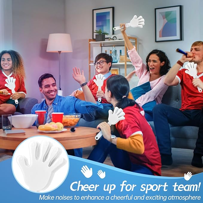 100 Pcs White Hand Clappers 7.5 Inch Clappers Noisemakers Noise Makers Party Favors Plastic Party Clapper for Sporting Events Cheers Ball Dance Basketball Football Noisemakers （White）