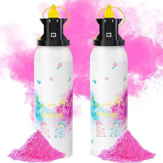 SRG Large Gender Reveal Fire Extinguisher Color Blaster | 2 Packs Baby Girl Pink Gender Reveal Extinguisher | Pink Smoke for Gender Reveal Party & Ideas | Long Lasting（Pink）