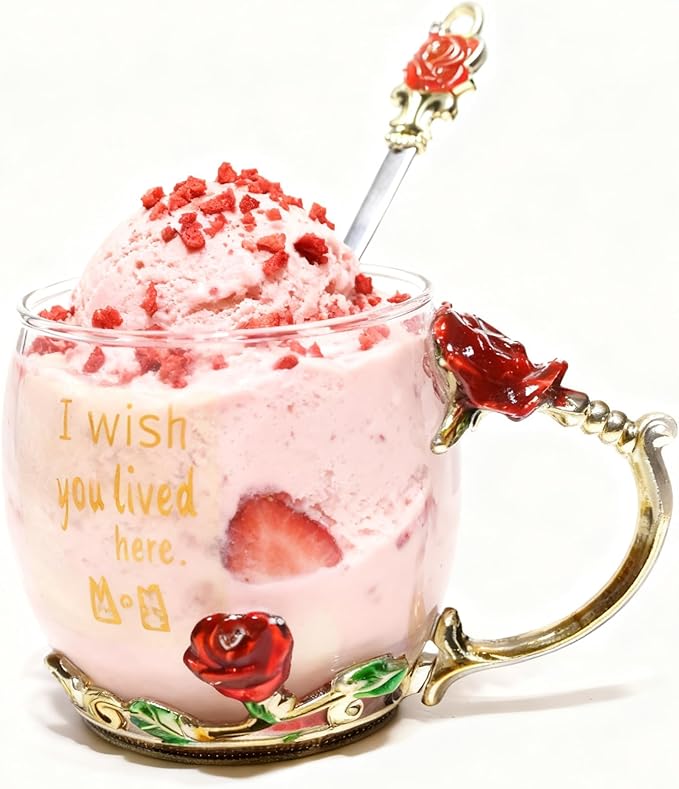 Unique Printing Glass Cup Flower Design Tea Cup Coffee Cup Ideal Christmas Gift for Friends Colleague BFF Her Women Neighbor (Neighbor)