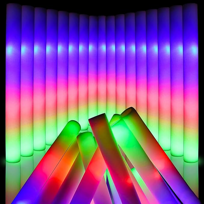 220 PCS LED Foam Glow Sticks Bulk, Glow in the Dark Party Supplies with 3 Modes Colorful Flashing, Neon Party Favors for Birthday, Wedding, Carnival, Concert, New Year