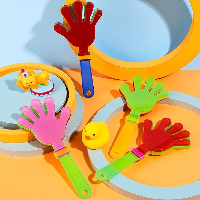 Meooeck 120 Pcs 200 Pcs 7.5 Inch Noisemakers Bulk Plastic Hand Clappers Noise Makers for Sporting Events Fiesta Birthday Supplies, Random Color