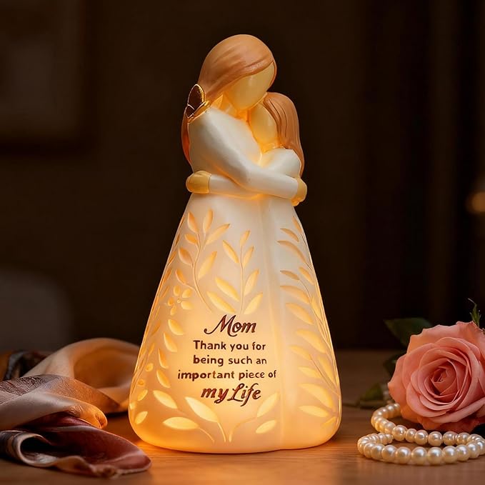 Mom Birthday Gifts from Daughters - Mom and Daughter Figurine Light with Remote, Mother of The Bride Gifts - Mother Daughter Gift for Christmas, Thanksgiving (No Batteries Included)