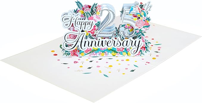 Happy 25th Anniversary Cards, Wedding Anniversary Card to Husband, Happy Anniversary Pop Up for Couple Husband Wife Him Her Parent (Size 6x8 in – Happy 25th Anniversary)