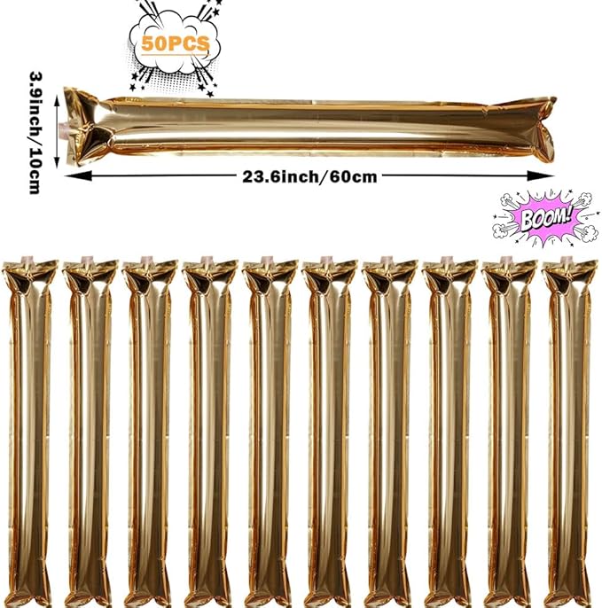 Lovecheer 50PCS Thunder Sticks Thicken Cheering Sticks Plastic Inflatable Noise Makers for Sports Team Spirit Party