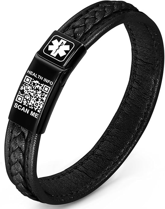 Upgraded Medical Bracelets Men Women with QR Code Medical Alert ID Bracelets - Titanium Steel Wristband Fits Wrists Up 8''-10'' - More Space Custom Emergency Med ID Info