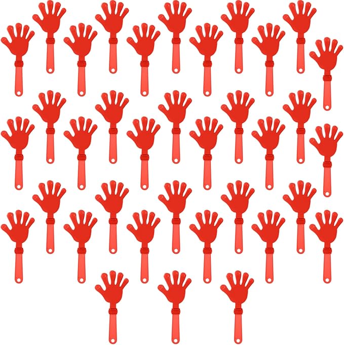 36 Pcs Coral Red Hand Clappers 7.5 Inch Clappers Noisemakers Noise Makers Party Favors Plastic Party Clapper for Sporting Events Cheers Ball Dance Basketball Football Noisemakers（Coral Red）
