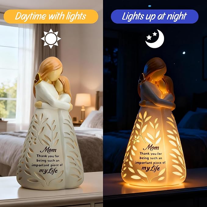 Mom Birthday Gifts from Daughters - Mom and Daughter Figurine Light with Remote, Mother of The Bride Gifts - Mother Daughter Gift for Christmas, Thanksgiving (No Batteries Included)