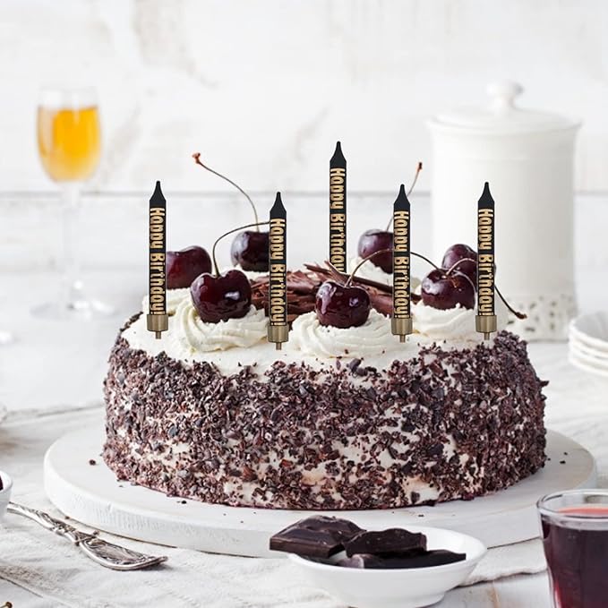 12 Pcs Black & Gold Birthday Candles – 2-Pack Short Elegant Cake Candles for Birthday Parties, Cake Decorations & Special Occasions