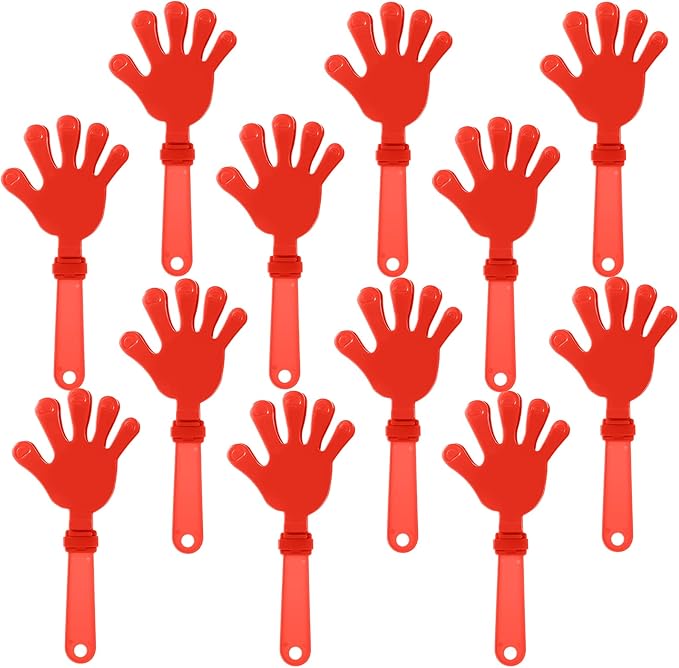 12 Pcs Coral Red Hand Clappers 7.5 Inch Clappers Noisemakers Noise Makers Party Favors Plastic Party Clapper Sporting Events Cheers Ball Dance Basketball Football Noisemakers（Coral Red）