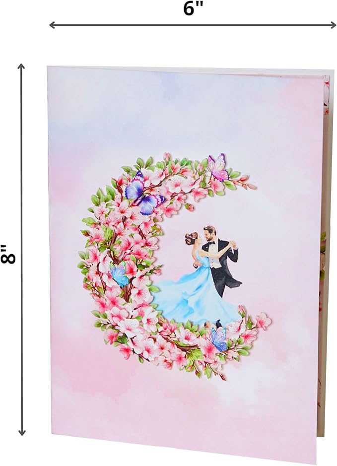 Couple Dancing in the Moon Pop Up Anniversary Cards, 6x8in Wedding Anniversary Card, Valentines Day Card, 3D Romantic Gifts for Her, Him, Husband, Wife, Mom, Dad (Dancing in the Moon).