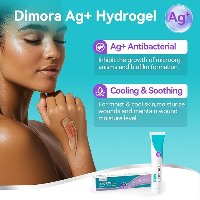 Dimora Antibacterial Gel Wound Dressing-3 Packs 3oz (28gx3), Silver Hydrogel First Aid Ointment for Soothing & Wound Healing, Antibacterial Care for Minor Abrasions, Cuts, Lacerations and Scalds.