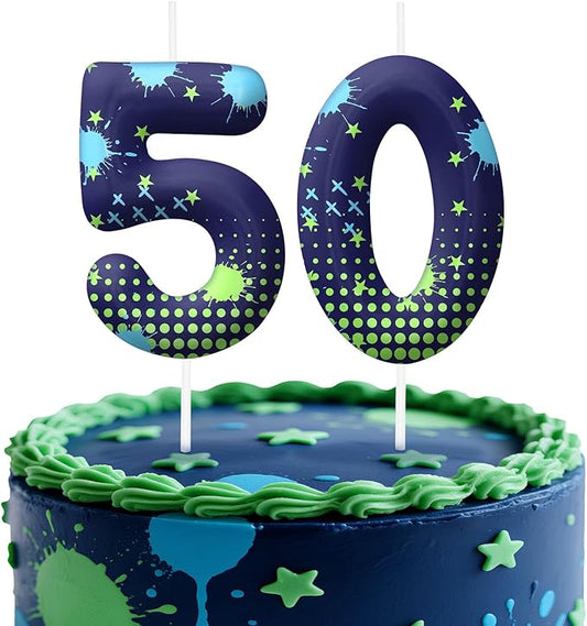 Video Game Number 50 Birthday Candles, Game Themed Cake Topper for Boys Girls, Cake Decorations for Birthdays, Gaming Theme Party Supplies, Candles for Party Decorations