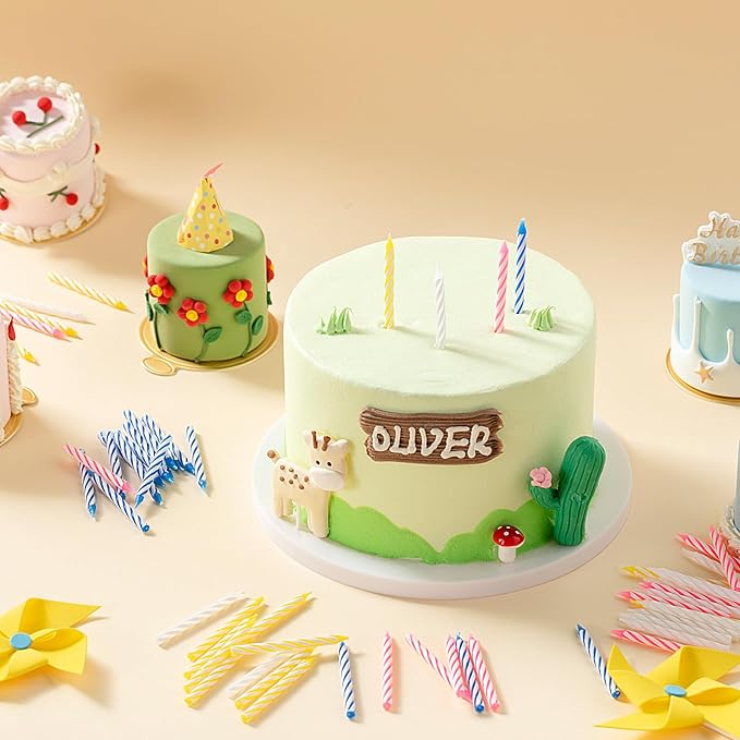 MTLEE 288 Pcs Birthday Candles Bulk Spiral Cake Candles for Celebrating Birthday Cake Decorations for Holiday Party Supplies (4 Color)