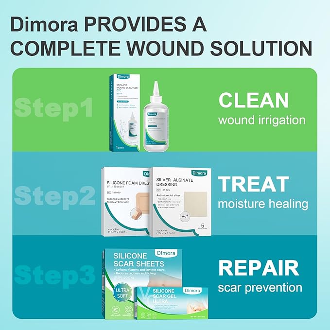 Dimora Silicone Foam Dressing with Border 40 Pack, Adhesive 4"x4" Wound Dressing Large Bandage for Wound Care