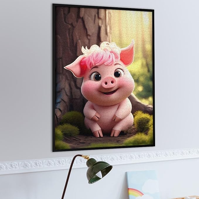 Wooden Jigsaw Puzzles - Cute Baby Pig - 1000 Piece Jigsaw Puzzle for Adults Teenagers and Kids Educational Family Game，Home Decor，Suitable for Puzzle Enthusiasts and Collectors