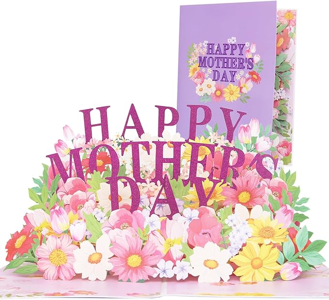 SATONA 3D Mother Pop-Up Greeting Card, Elegant Floral Scene, Includes Envelope & Message Card, Perfect for Mothers, Wives, Grandmas, or a Special Occasion (Happy Mother’s Day - Flower)