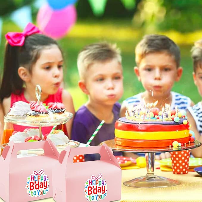Lainrrew 30 Pcs Gable Candy Treat Boxes, Small Goodie Boxes ,Kraft Paper Gift Box for Christmas Party Decorations Birthday Party Favors (Pink)