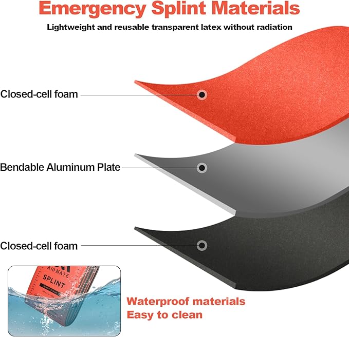First Aid Splint 36" X 4.3",2 Pack with 1 Extra Adhesive Tape, Brace Support Splint for Arm Leg Broken Bones Fracture
