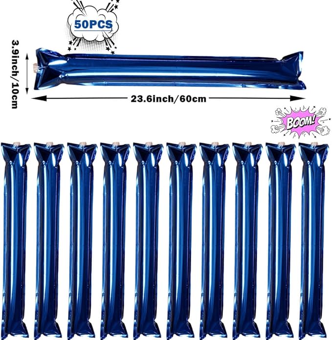 Lovecheer 50PCS Thunder Sticks Thicken Cheering Sticks Plastic Inflatable Noise Makers for Sports Team Spirit Party